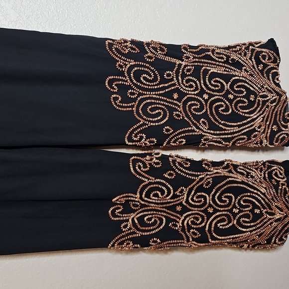 Cache Black and Gold Beaded Pants and Top Set- Silk! - Picture 5 of 14